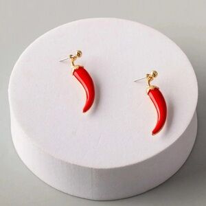Chili Pepper Red and Gold Earrings